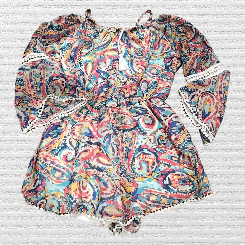Splendid Girls Med (8-10) Colorful Bell Sleeve Romper